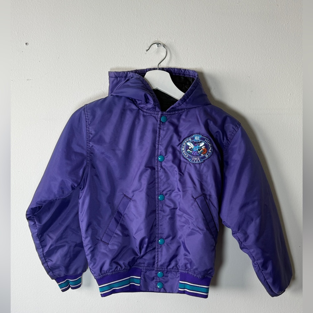 Charlotte Hornets Kids Vintage Hooded Snap Jacket